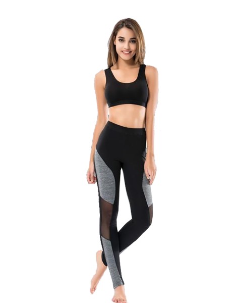 Damen Leggings mit Durchsichtiges Netz Sport-Stretch Push Up Sporthose Tayt 546