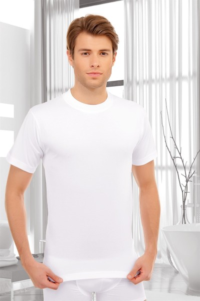 2 Stück Herren T-Shirt Rundhals-Ausschnitt O-Neck Kurzarm t-Shirt Einfarbig 1004