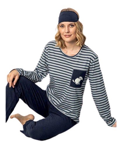 Damen Pyjama-Set Nachtwäsche Zweiteiliger Schlafanzug aus Baumwolle 4080