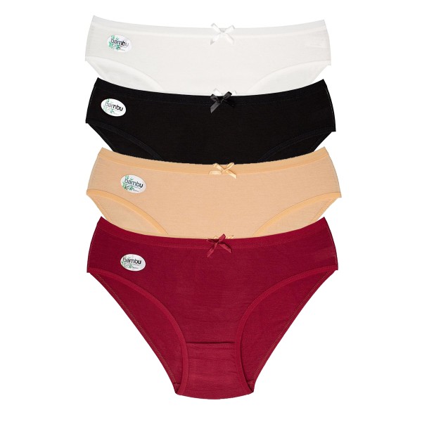 4er Pack Damen Unterhose aus Viskose-Bambus-Zellstoff, verschiedenen Farben 1032
