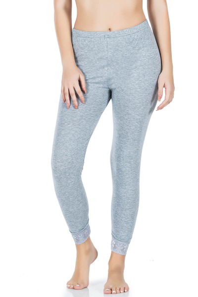 Damen Leggings mit Spitze Jersey Sport Fitness Stretch Jersey Sporthose Tayt 422