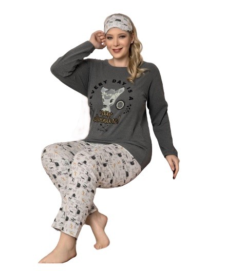 Damen Pyjama-Set Schlafanzüge Übergröße Große Größen aus Baumwolle 4300