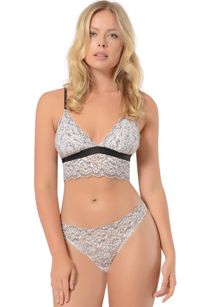 Damen BH Set mit String Tanga Nicht Gepolstert Ohne Bügel 4622