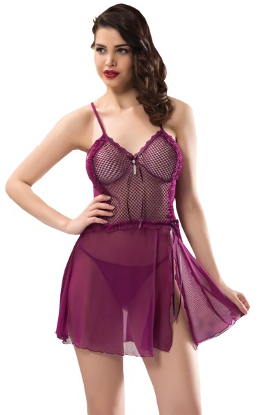 Neglige Damen Nachwäsche Unterwäsche Baby Doll aus Tüll Spitze String Dessous 2121