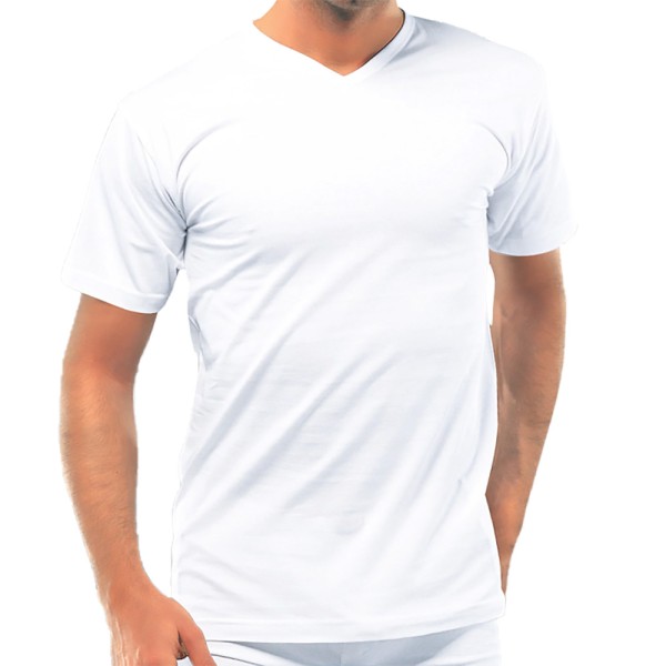 2 Stück Herren Unterhemd T-Shirt mit V-Ausschnitt,Kurz arme 100% Baumwolle 2130