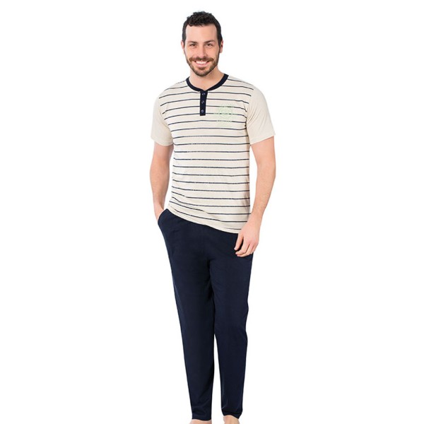 Herren Pyjama Schlafanzug ,Nachtwäsche 2-Teiler Freizeit Pyjama-Set, 2667
