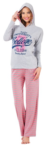 Damen Pyjama Set Schlafanzug Nachtwäsche 2-Teiler Freizeit 92% Baumwolle 5687