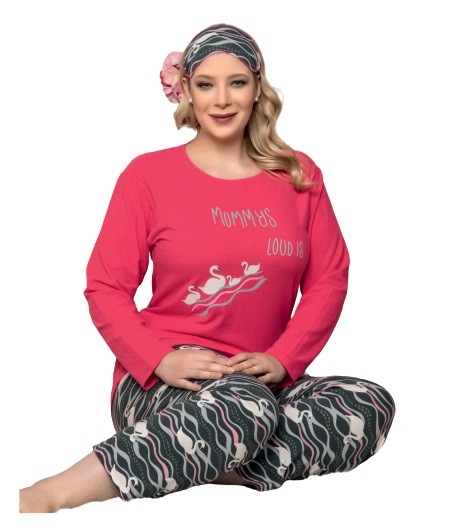 Damen Pyjama-Set Schlafanzüge Übergröße Große Größen aus Baumwolle 4310