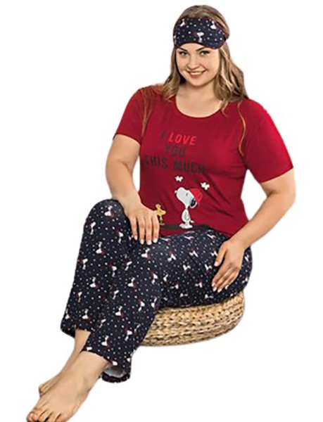 Damen Pyjama-Set Schlafanzüge Übergröße Große Größen aus Baumwolle Kurzarm 3430