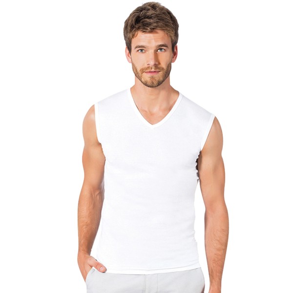 2er Pack Herren T-Shirt ohne Ärmel V-Ausschnitt Tank Top Fitness Ärmellos 2131