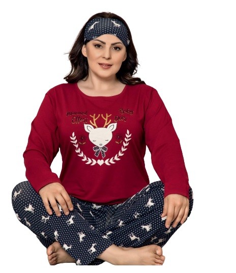 Damen Pyjama-Set Schlafanzüge Übergröße Große Größen aus Baumwolle 4340