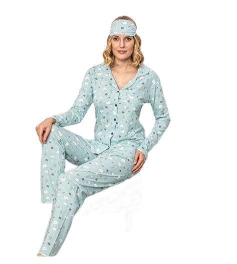 Damen Pyjama-Set Nachtwäsche Zweiteiliger Schlafanzug aus Baumwolle 4260
