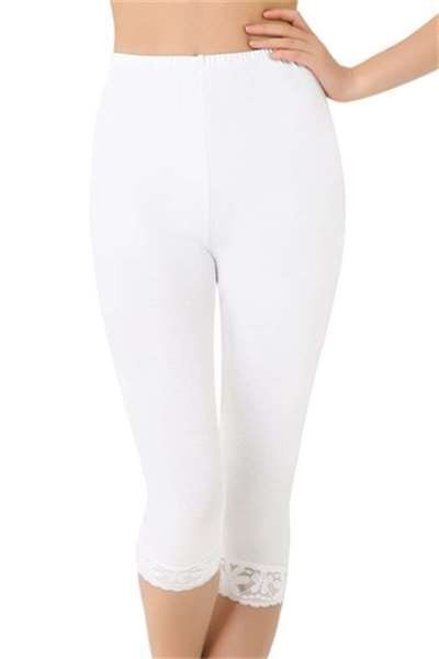 2 Stück Damen Leggings Capri Sport Stretch Classic 3/4-Leggings mit Spitze 421