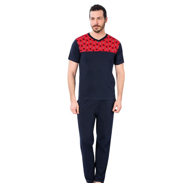 Herren Pyjama Schlafanzug ,Nachtwäsche 2-Teiler Freizeit Pyjama-Set 2672
