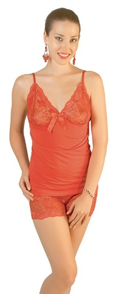 Damen Trägertop und Shorts mit Spitze im Set ,Shorts mit Spitze Set Panty 3033