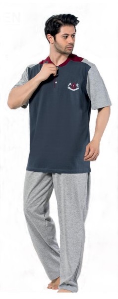 Herren Pyjama Set Langarm Schlafanzug ,Übergröße 2-Teiler Freizeit 19201