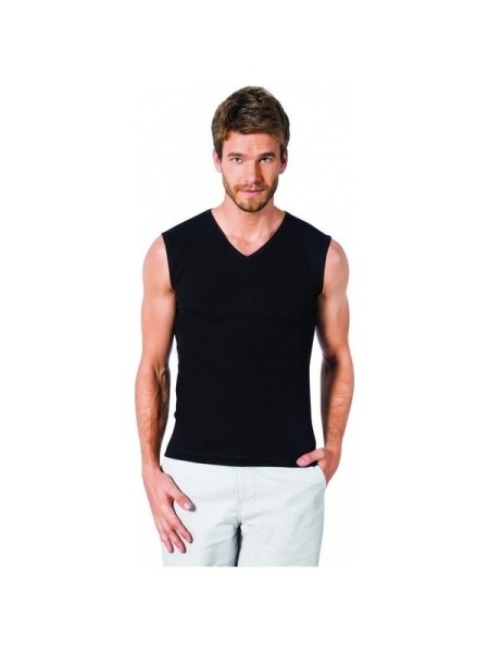 2er Pack Herren T-Shirt ohne Ärmel V-Ausschnitt Tank Top Fitness Ärmellos 2131