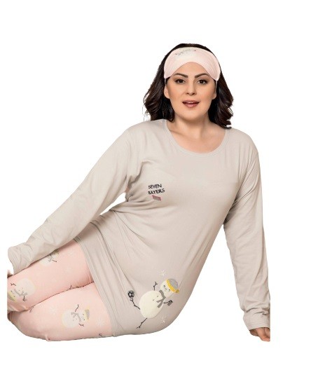 Damen Pyjama-Set Schlafanzüge Übergröße Große Größen aus Baumwolle 4390