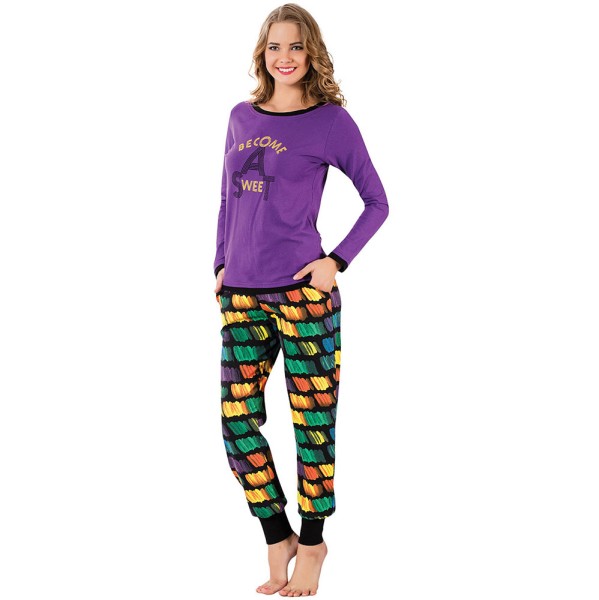 Damen Pyjama Set Schlafanzug Nachtwäsche 2-Teiler Freizeit 92% Baumwolle 5690