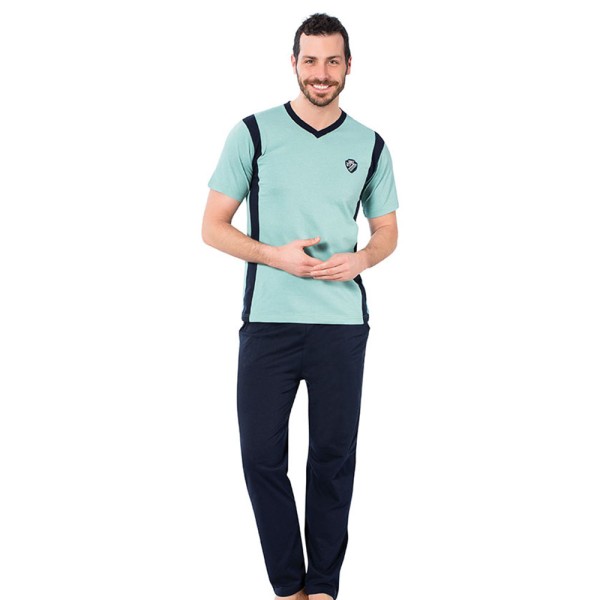Herren Pyjama Schlafanzug ,Nachtwäsche 2-Teiler Freizeit Pyjama-Set, 2678