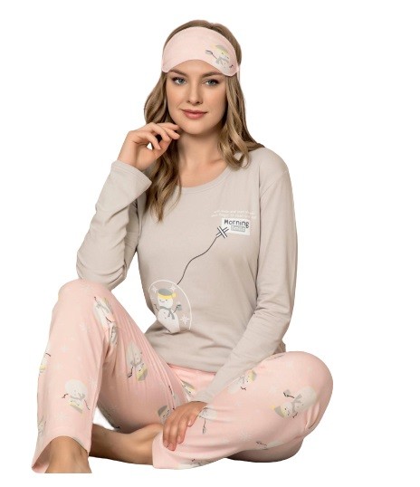 Damen Pyjama-Set Nachtwäsche Zweiteiliger Schlafanzug aus Baumwolle 4060